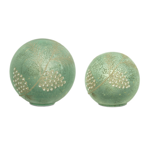LED Lighted Pinecone Globe Christmas Decoration - 8" - Set of 2 - IMAGE 1