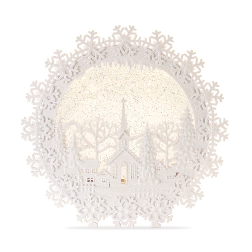 LED Lighted Glittered Church Scene Snow Globe Christmas Decoration - 12.25" - White - IMAGE 1