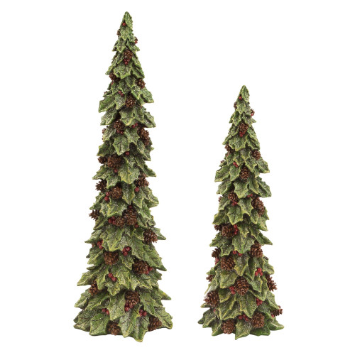 Set of 2 Glittered Tree with Berry and Pinecone Christmas Tabletop Decor 19.5" - IMAGE 1