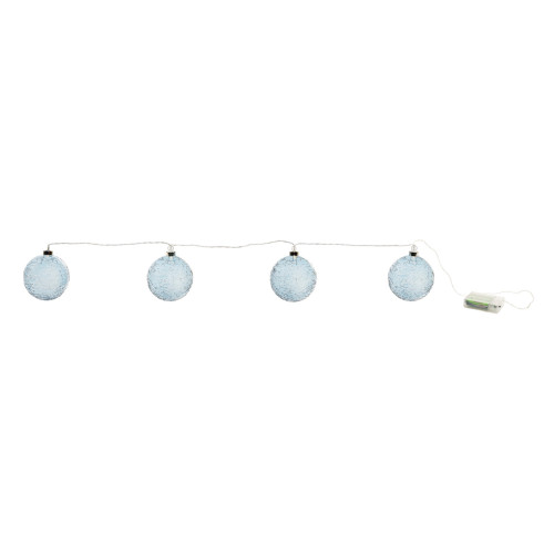 LED Lighted Crackle Glass Ball Ornament Christmas Lights - Blue - 4 ct - IMAGE 1