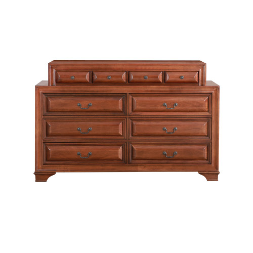 10-Drawer Wooden Bedroom Dresser - 67" - Brown - IMAGE 1