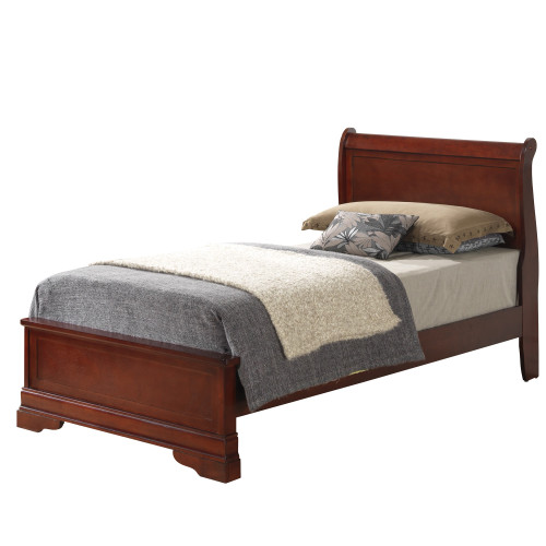Solid Wooden Twin Panel Bed - 84" - Brown - IMAGE 1
