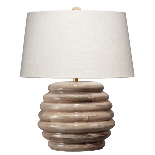 Table Lamp with Drum Shade - 22" - Brown and Off-White - IMAGE 1