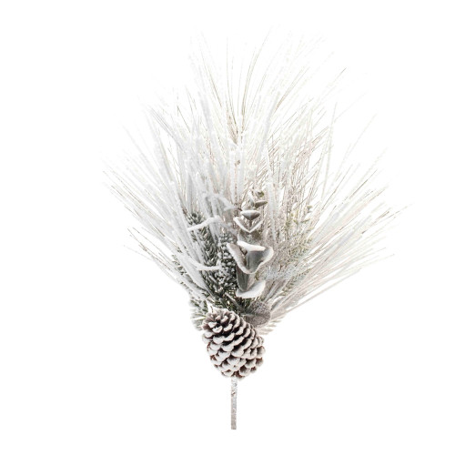 Flocked Mixed Pine Artificial Christmas Sprays - 29.25" - White and Green - Set of 2 - IMAGE 1