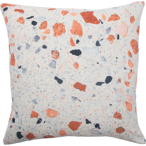 20" White and Orange Textures of Terrazzo Tiles Printed Square Throw Pillow - IMAGE 1