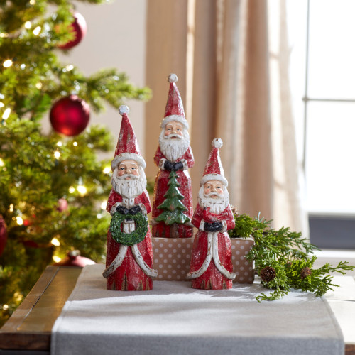 Smiling Santa Trio Christmas Figurines - 10.25" - Set of 3 - IMAGE 1