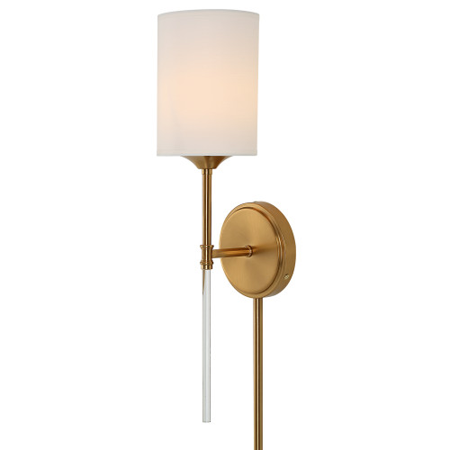 Clear Acrylic Accented Wall Sconce Lighting Fixtures - 20" - Brass and White - IMAGE 1