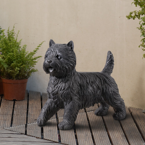 Cairn Terrier Dog Outdoor Garden Statue - 15" - Black - IMAGE 1