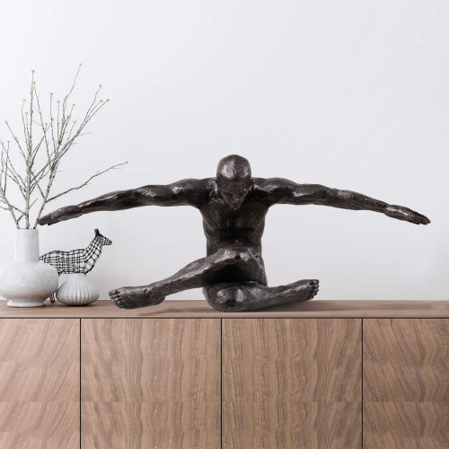 Stretching Human Sculpture - 25" - Bronze - IMAGE 1
