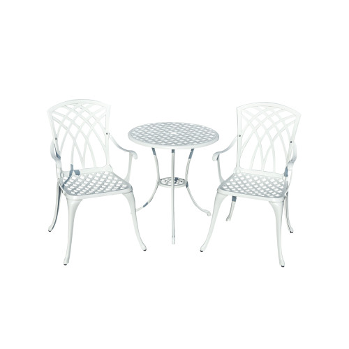 LED Lighted 3-Piece Cast Aluminum Outdoor Bistro Set - 35" - White - IMAGE 1