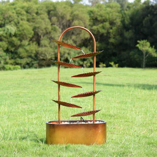 Country Rustic Cascading Leaf Outdoor Garden Water Fountain - 47.25" - IMAGE 1