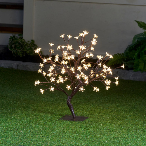 Pre-Lit Potted Floral Bonsai Artificial Tree - 22" - Warm White Lights - IMAGE 1