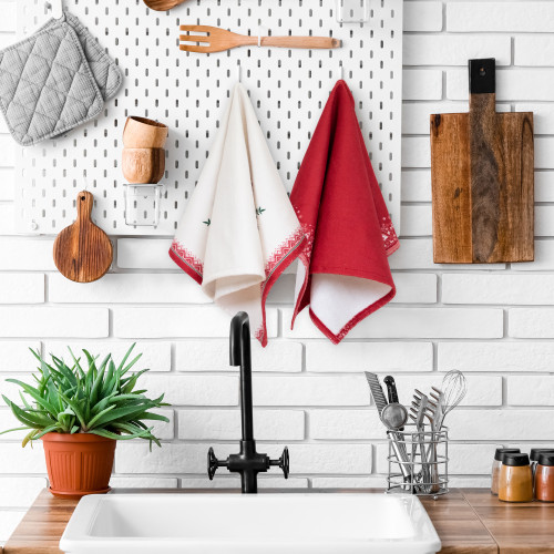 Reindeer and Snowflakes Christmas Kitchen Tea Towels- 26" - Set of 2 - IMAGE 1