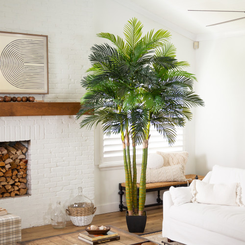 Large Stalk Areca Palm Artificial Tree - 9.5' - Green - IMAGE 1