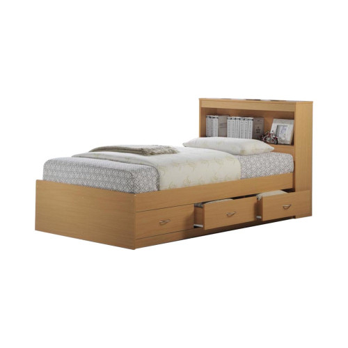 85.5" Beech Captain Bed with 3 Drawers and Headboard - Twin Size - IMAGE 1