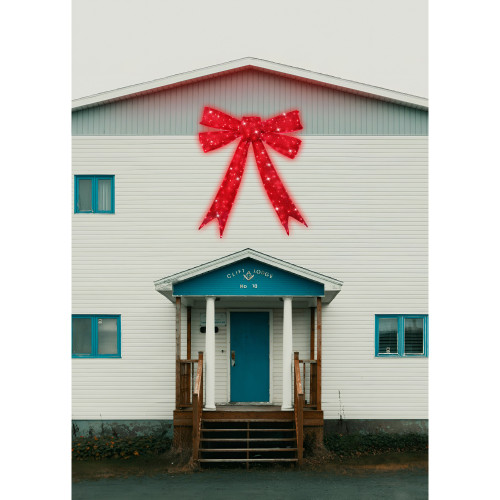 LED Lighted Bow Christmas Outdoor Wall Decoration - 82.75" - Red - IMAGE 1