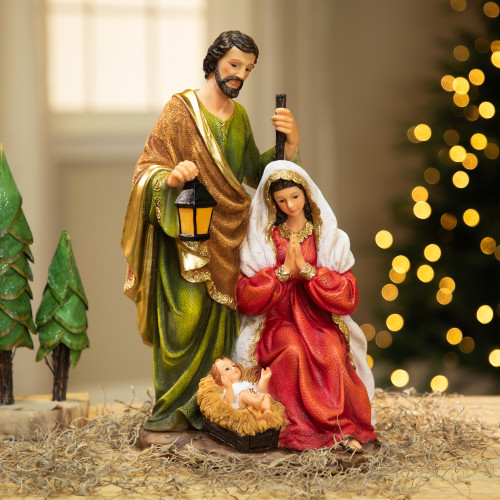 Joseph, Mary and Baby Jesus Holy Family Nativity Scene Christmas Decoration - 9" - IMAGE 1