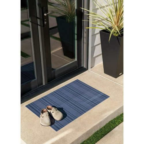 Ticking Striped Rectangular Outdoor Accent  Rug - 24" x 36" - Blue - IMAGE 1