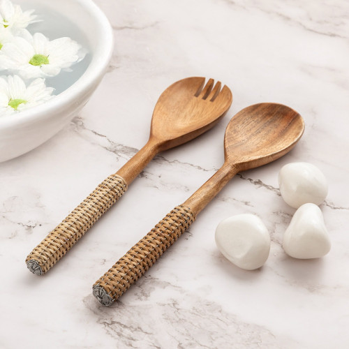 Wooden Serving Salad Set - 12.25" - Set of 2 - IMAGE 1