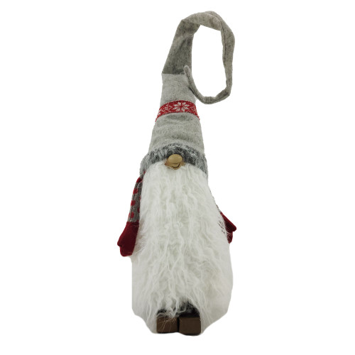 Long Wizard Hat Gnome Christmas Tabletop Figurine - 33.5" - Red and Gray - IMAGE 1