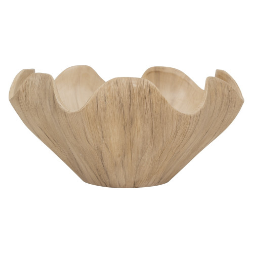 Flower Design Decorative Bowl - 13.75" - Beige - IMAGE 1