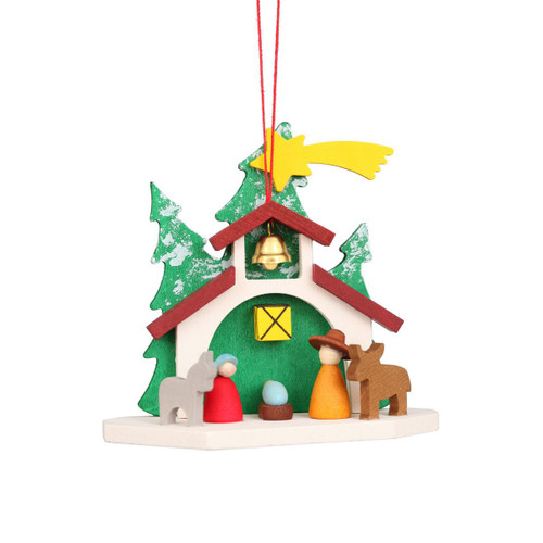 3.75" Green, Red, and Brown Chapel Holy Family Collectible Christian Ulbricht Ornament - IMAGE 1