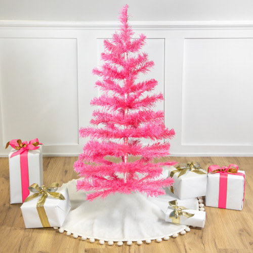 Artificial Tinsel Christmas Tree - 3' - Pink - Unlit - IMAGE 1