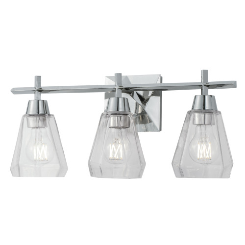3-Light Vanity Light with Clear Glass Shade - 20" - Polished Nickel - IMAGE 1