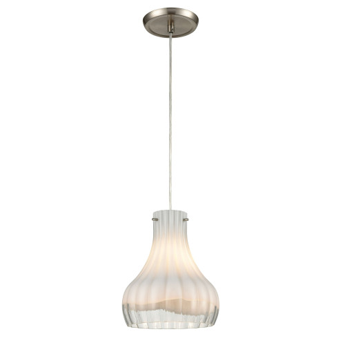 Hanging Pendant Ceiling Light Fixture with Scallop Glass Shade - 9" - Opal White - IMAGE 1