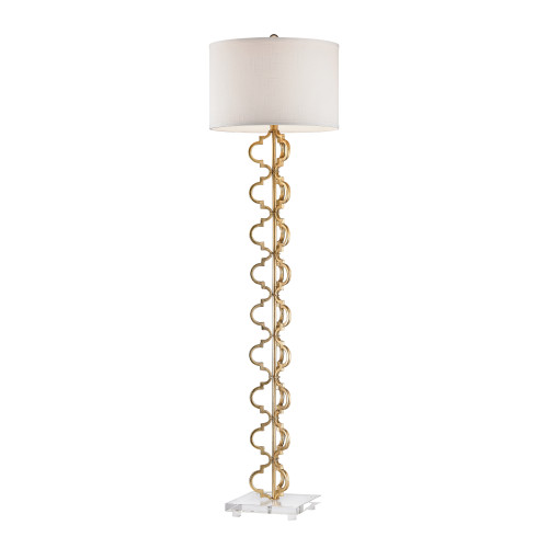 Quatrefoil Shaped Floor Lamp with Acrylic Base - 62" - Gold Leaf Finish - IMAGE 1