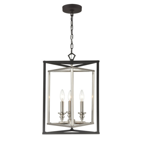 3-Light Charcoal and Nickel Cage Hanging Pendant Ceiling Light Fixture - 18" - IMAGE 1