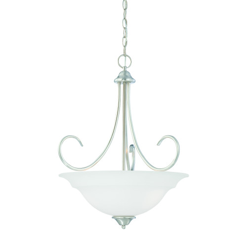 Wide 3-Light Hanging Pendant Light Fixture - 24.25" - Brushed Nickel Finish - IMAGE 1