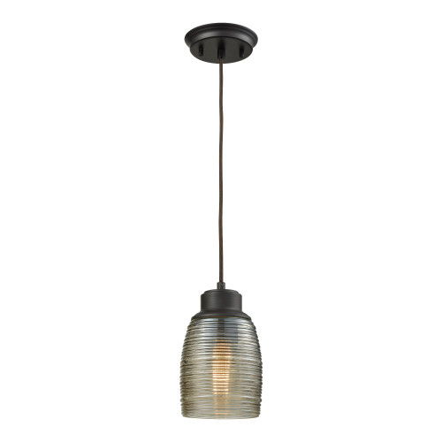 1-Light Bronze Finished Hanging Mini Pendant Ceiling Light Fixture - 8" - IMAGE 1