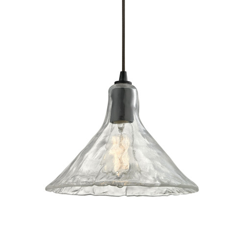 1-Light Hanging Mini Pendant Ceiling Light Fixture with Textured Glass Shade - 10" - IMAGE 1