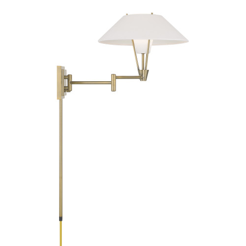 1-Light Adjustable Arm Wall Sconce with Frosted Shade - 26.5" - Antique Brass Finish - IMAGE 1
