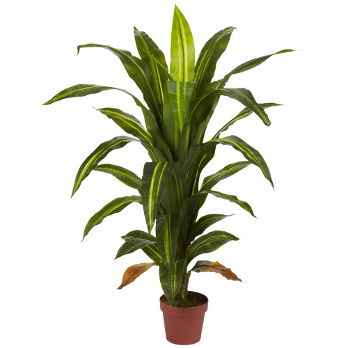 4' Artificial Dracaena Silk Plant in Brown Pot - IMAGE 1