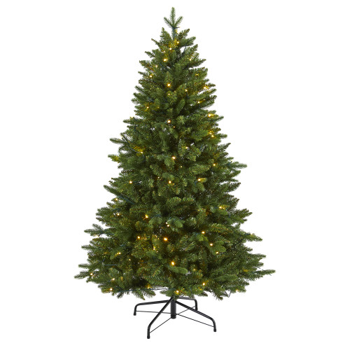 5' Pre-Lit New Hampshire Fir Artificial Christmas Tree, Warm Clear LED Lights - IMAGE 1