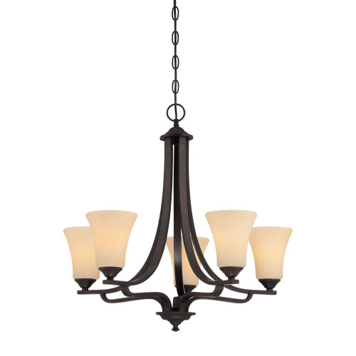 5-Light Curved Arms Ceiling Chandelier - 25" - Espresso - IMAGE 1