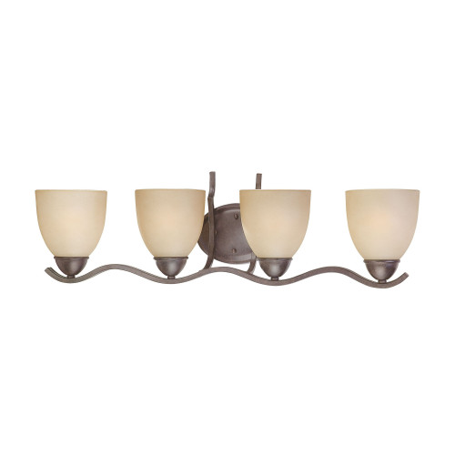 4-Light Dome Shade Vanity Light Fixture with Curved Arm - 29" - Bronze Finish - IMAGE 1