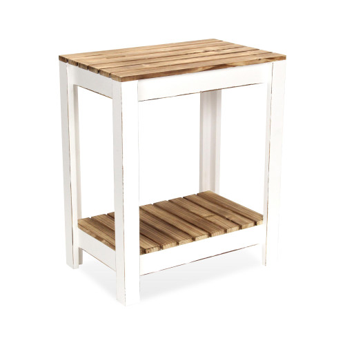 Farmhouse-Style Wooden Rectangular Side Table - 26" - IMAGE 1