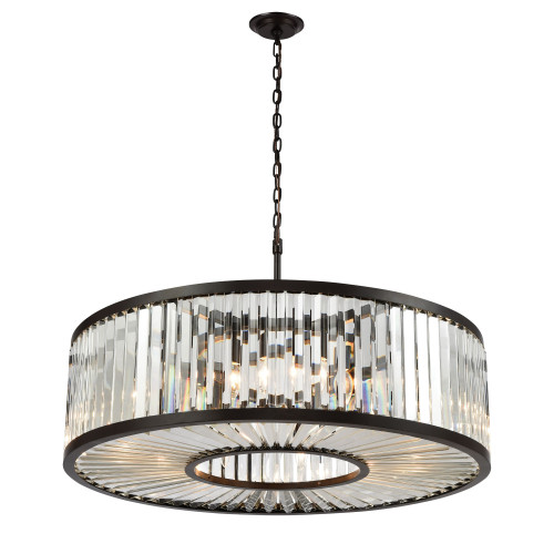11-Light Round Ceiling Chandelier - 35" - Bronze - IMAGE 1