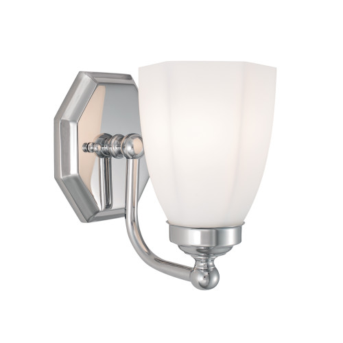 1-Light Wall Sconce with Opal Glass Shades and Curved Arms - 7" - Chrome Finish - IMAGE 1