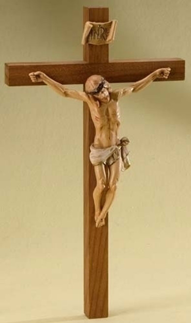 Set of 2 Fontanini Religious Wooden Crucifix Wall Crosses 12" - IMAGE 1