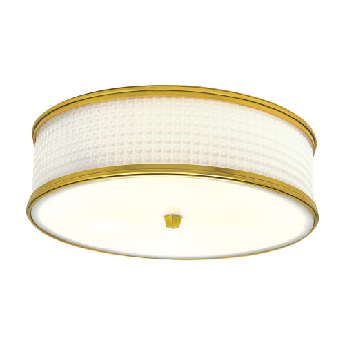 3-Light Flush Mount Ceiling Light Fixture - 16.75" - Satin Brass Finish - IMAGE 1