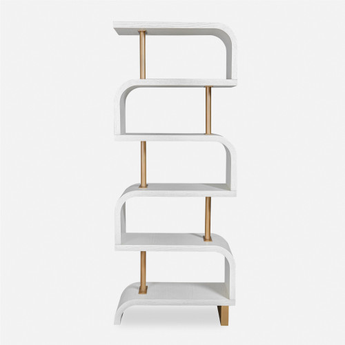 6-Tier Etagere Shelves - 80" - White and Brass Finished - IMAGE 1