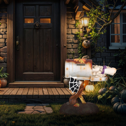Spooky Mailbox Outdoor Halloween Garden Statue - 53.75" - IMAGE 1