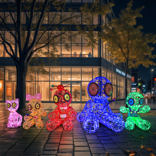 LED Lighted Girl Voodoo Doll Outdoor Halloween Statue - 31" - Yellow - IMAGE 1