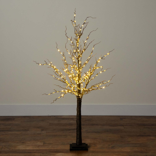 Pre-Lit Brown Twig Artificial Christmas Tree - 4' - Warm White LED Lights - IMAGE 1