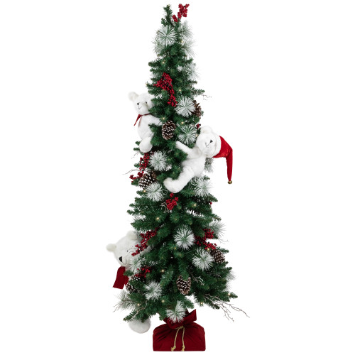 Battery Operated Tree with Polar Bears Christmas Decoration - 67" - IMAGE 1