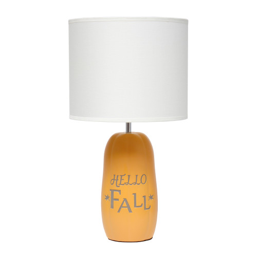 Hello Fall Pumpkin Base Table Lamp with White Drum Shade - 17.75" - Orange - IMAGE 1